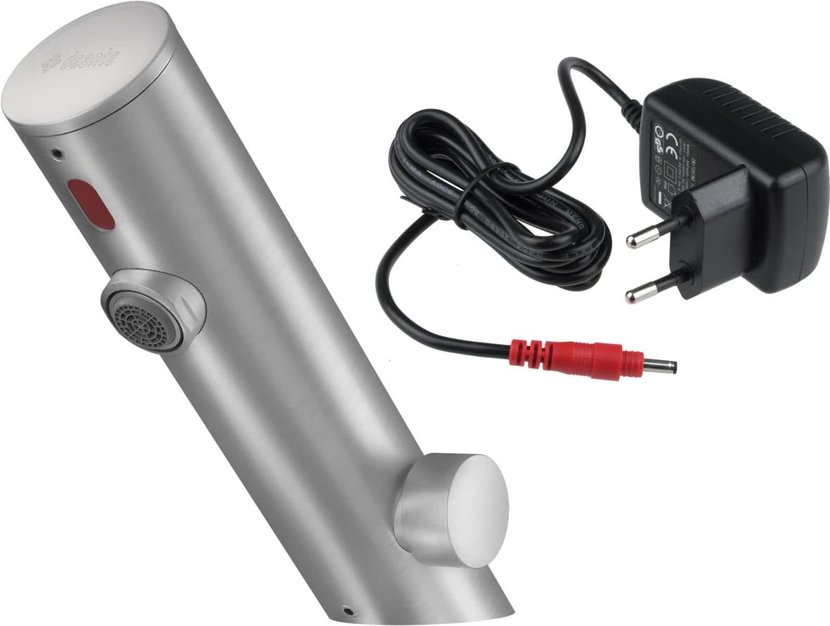 Плитка Deante Sense Смеситель для раковины сенсорный SENSE с регулировкой температуры от сети 220В сталь  поверхность брашированная