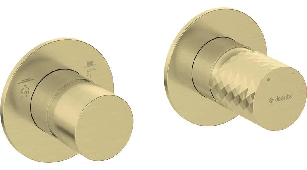 Плитка Deante Silia Hexa Смеситель SILIA HEXA встраиваемый с переключателем на 2 положения горизонтальный золото брашированное  поверхность брашированная