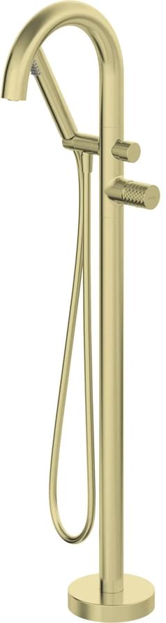 Плитка Deante Silia Hexa Смеситель SILIA HEXA для ванны U-излив напольный с внутренней частью золото матовый  поверхность брашированная