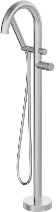 Плитка Deante Silia Hexa Смеситель SILIA HEXA для ванны U-излив напольный с внутренней частью сталь  поверхность брашированная