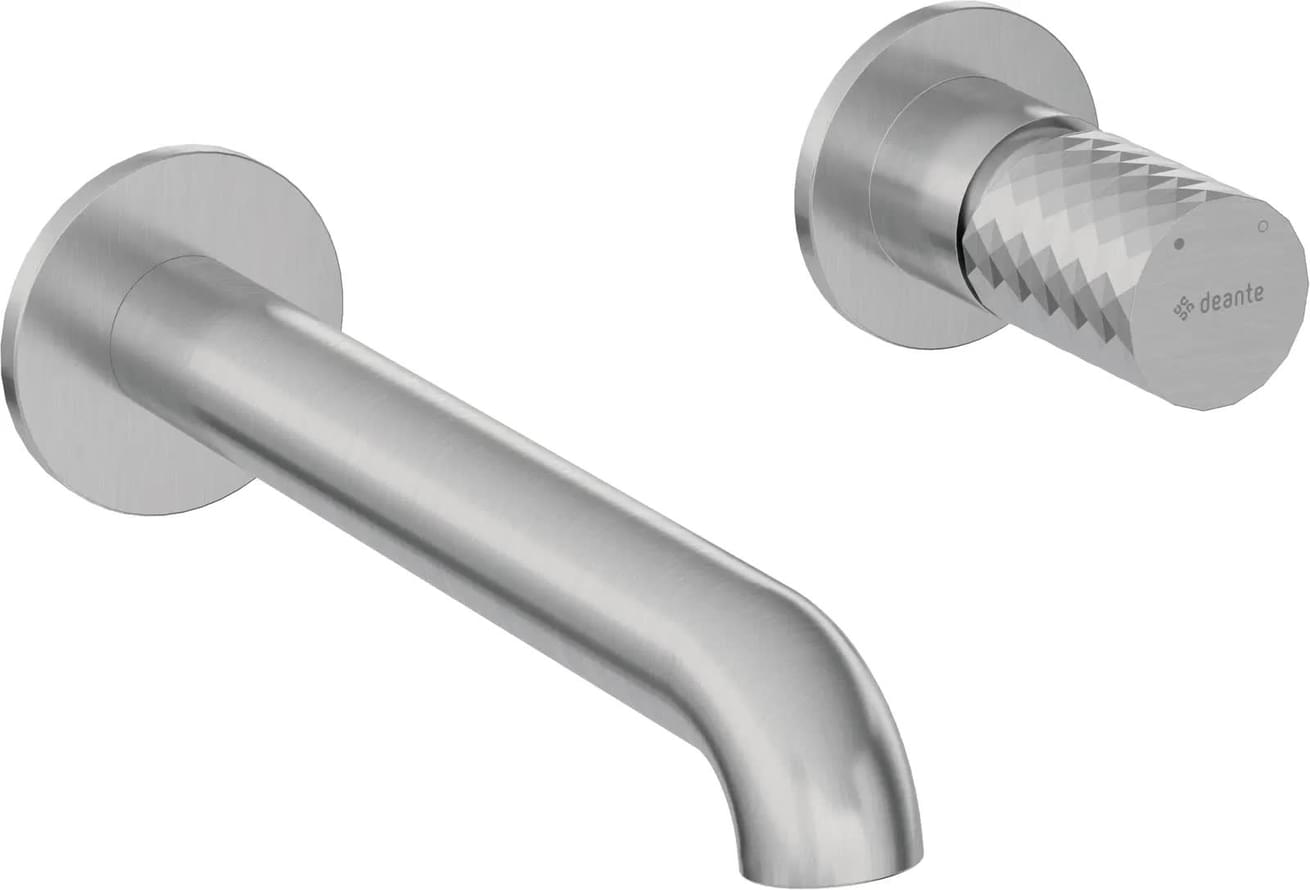 Плитка Deante Silia Hexa Смеситель SILIA HEXA для раковины настенный с внутренней частью сталь  поверхность брашированная