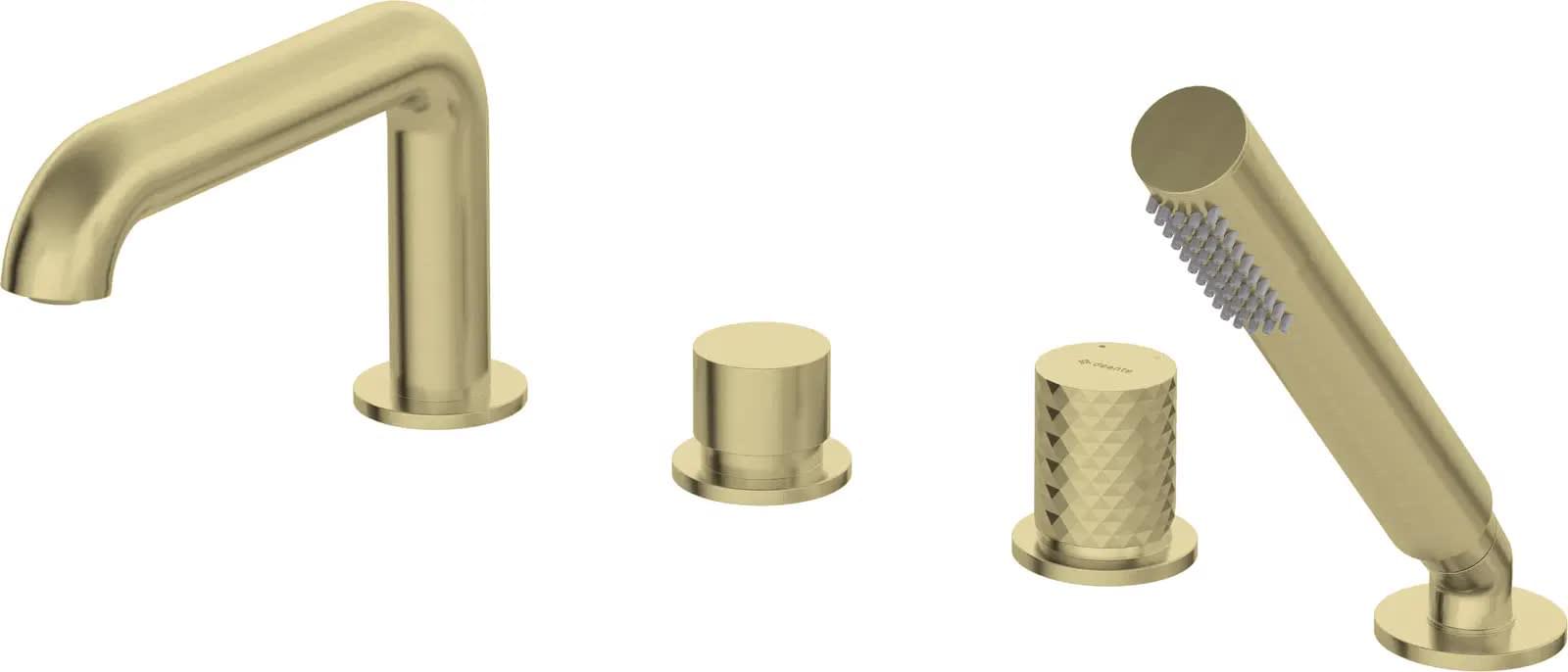 Плитка Deante Silia Hexa Смеситель SILIA HEXA на борт ванны на 4 отверстия золото матовый  поверхность брашированная