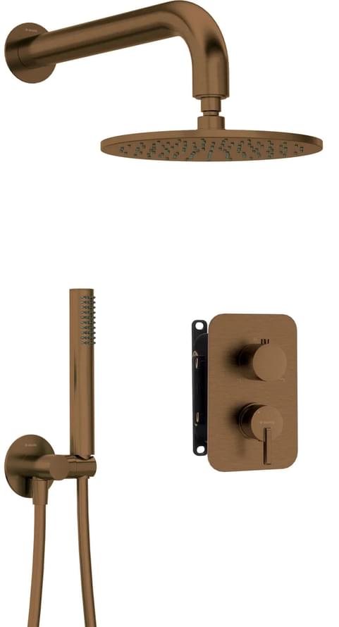 Плитка Deante Silia Набор для душа SILIA скрытого монтажа с BOX с верхним душем 250мм бронза  поверхность брашированная