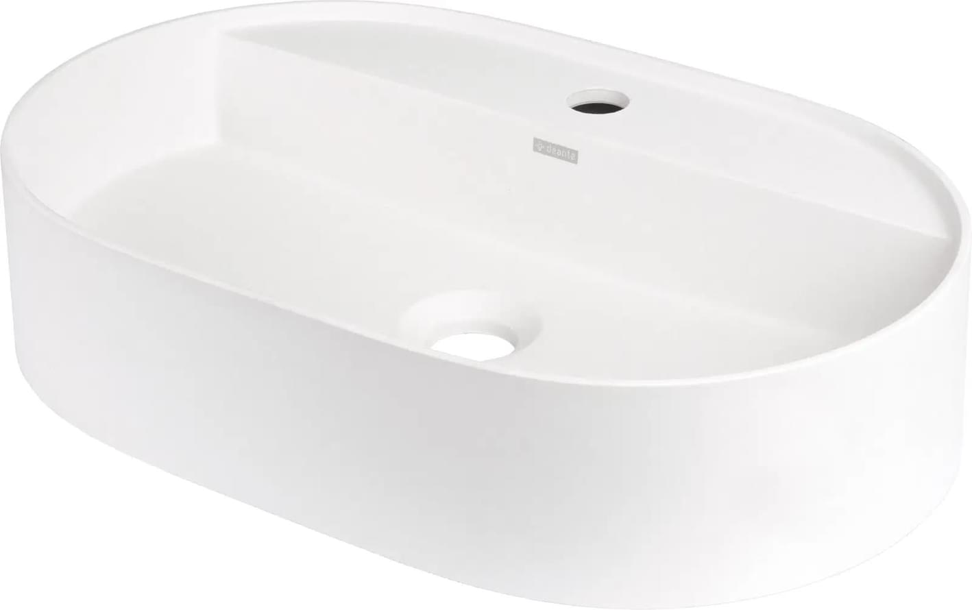 Плитка Deante Silia Раковина SILIA накладная искусственный камень с отверстием под смеситель 60x40см алебастр  поверхность матовая