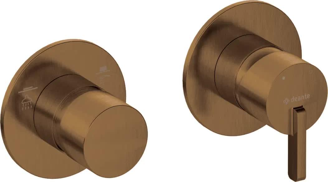 Плитка Deante Silia Смеситель SILIA встраиваемый с переключателем на 2 положения горизонтальный бронза  поверхность брашированная