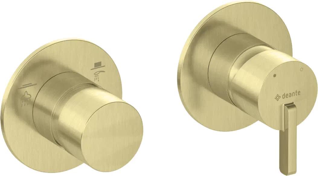 Плитка Deante Silia Смеситель SILIA встраиваемый с переключателем на 2 положения горизонтальный золото брашированное  поверхность брашированная