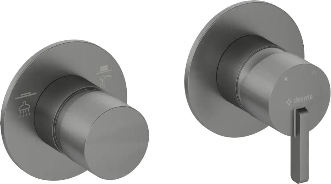 Плитка Deante Silia Смеситель SILIA встраиваемый с переключателем на 2 положения горизонтальный титан  поверхность брашированная