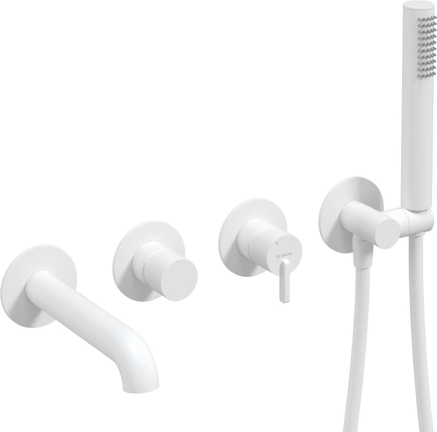 Плитка Deante Silia Смеситель на ванну SILIA встраиваемый с душевым гарнитуром белый матовый  поверхность матовая