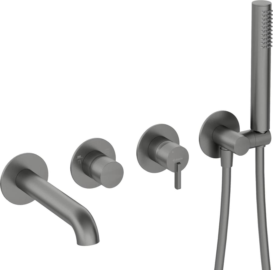 Плитка Deante Silia Смеситель на ванну SILIA встраиваемый с душевым гарнитуром титан  поверхность матовая