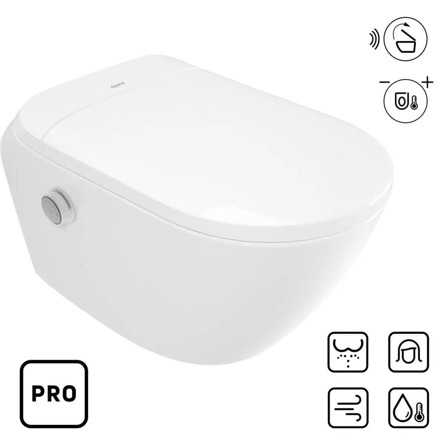Плитка Deante Silia Умный унитаз-биде подвесной SILIA SMART Pro безободковый сиденье микролифт белый  поверхность глянец
