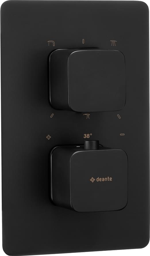 Плитка Deante Squoval Внешняя часть смесителя SQUOVAL 3 выхода черный  поверхность матовая