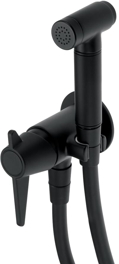 Плитка Deante Temisto Смеситель встраиваемый TEMISTO с гигиеническим душем черный  поверхность матовая