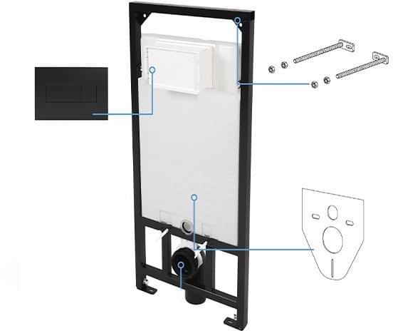 Плитка Deante Инсталляции Комплект инсталляции для унитаза с клавишей SLIM черный  поверхность матовая