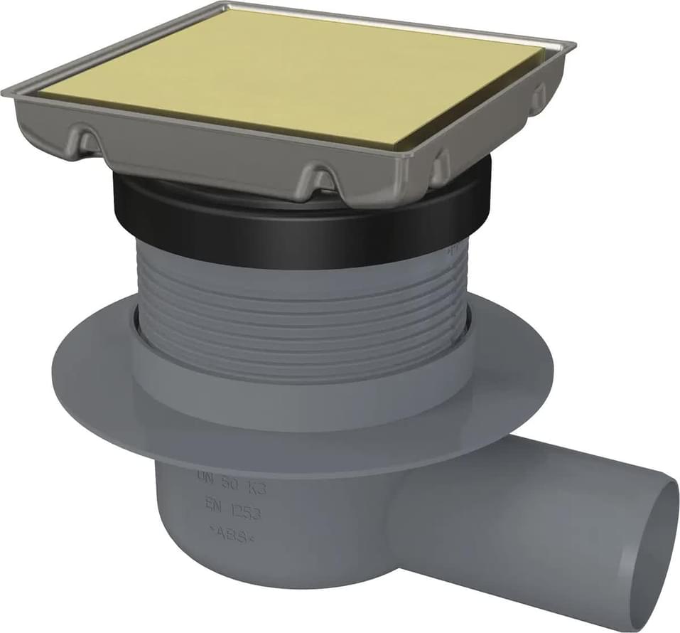 Плитка Deante Сливные Системы Душевой трап с решеткой из нержавеющей стали/под плитку 130х130 мм D50 золото брашированное  поверхность 