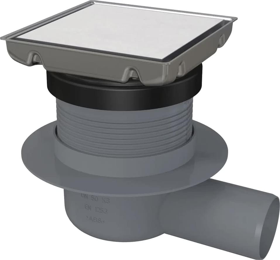 Плитка Deante Сливные Системы Душевой трап с решеткой из нержавеющей стали/под плитку 130х130 мм D50 сталь брашированная  поверхность 