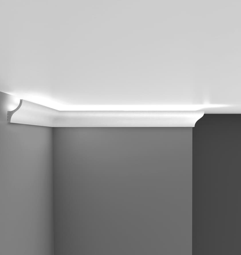 Плинтус Decomaster Дюропрофиль Плинтус Потолочный Гладкий D506 200x5 см поверхность матовая