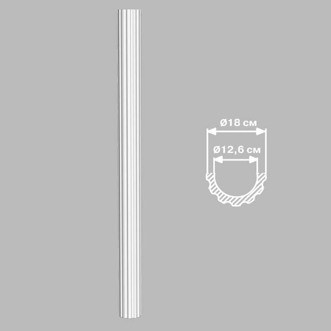 Decomaster Лепнина Из Полиуретана 90018H Полуколонна 240x18x0 см поверхность матовая