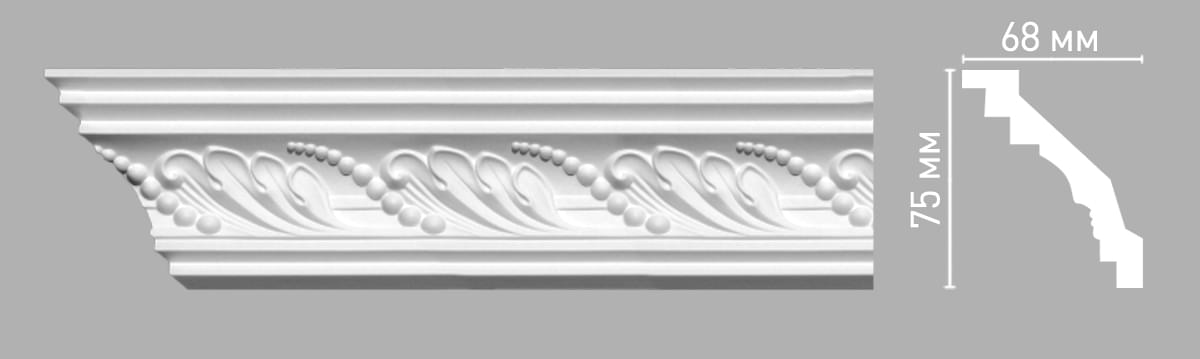 Плинтус Decomaster Лепнина Из Полиуретана 95021 Плинтус Потолочный 240x7.5x6.8 см поверхность матовая