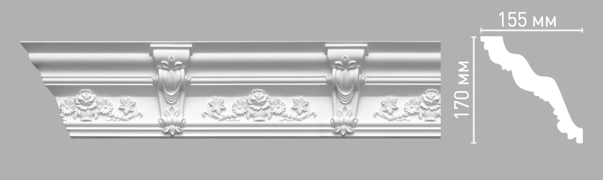 Плинтус Decomaster Лепнина Из Полиуретана 95091 Плинтус Потолочный 240x17x15.5 см поверхность матовая