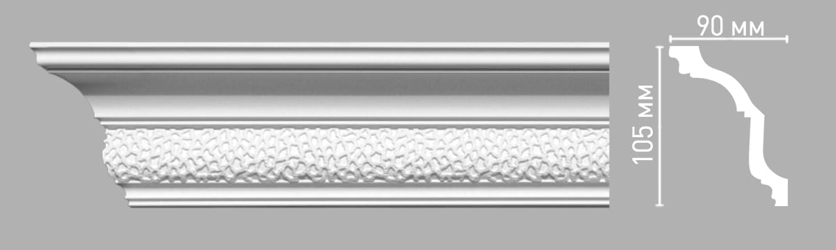 Плинтус Decomaster Лепнина Из Полиуретана 95102 Плинтус Потолочный 240x10.5x9 см поверхность матовая