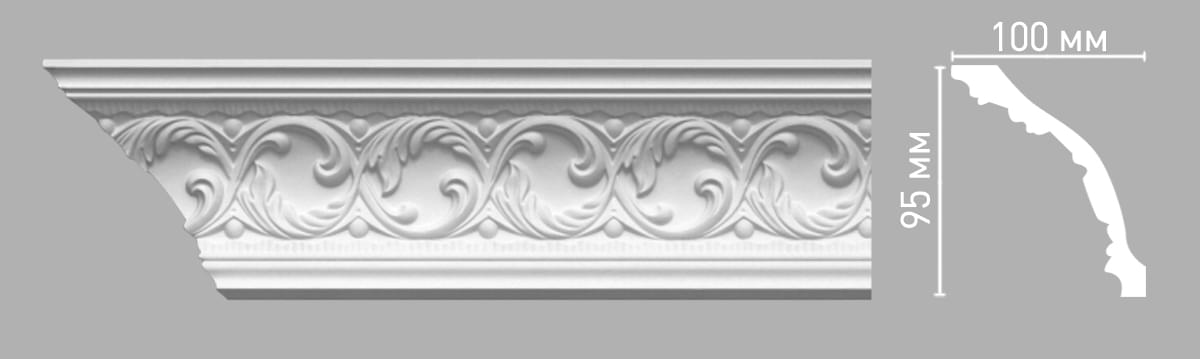 Плинтус Decomaster Лепнина Из Полиуретана 95103 Плинтус Потолочный 240x9.5x10 см поверхность матовая