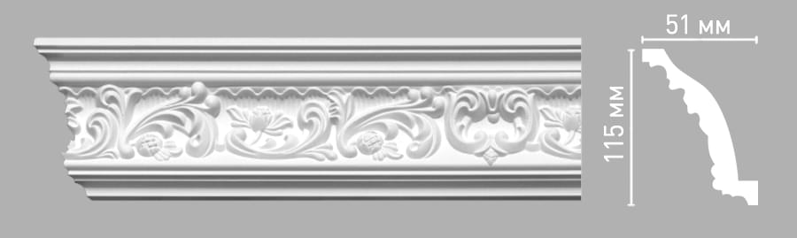 Плинтус Decomaster Лепнина Из Полиуретана 95104 Плинтус Потолочный 240x11.5x5.1 см поверхность матовая