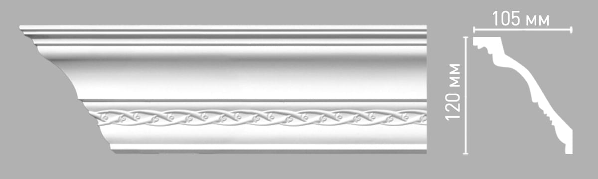 Плинтус Decomaster Лепнина Из Полиуретана 95107 Плинтус Потолочный 240x12.5x13 см поверхность матовая