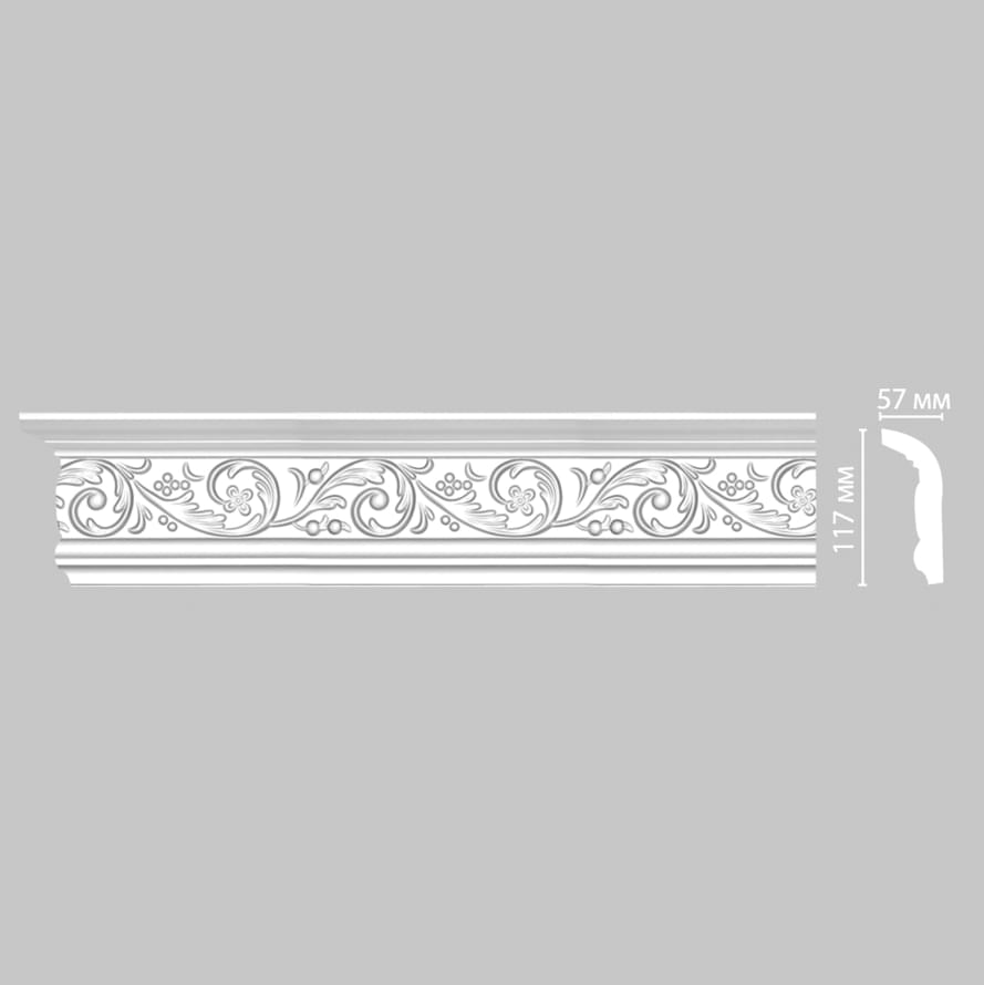 Плинтус Decomaster Лепнина Из Полиуретана 95343 Плинтус Потолочный 240x11.7x5.7 см поверхность матовая