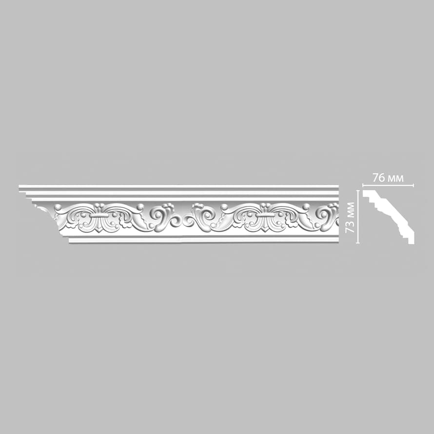Плинтус Decomaster Лепнина Из Полиуретана 95406 Плинтус Потолочный 240x7.3x7.6 см поверхность матовая