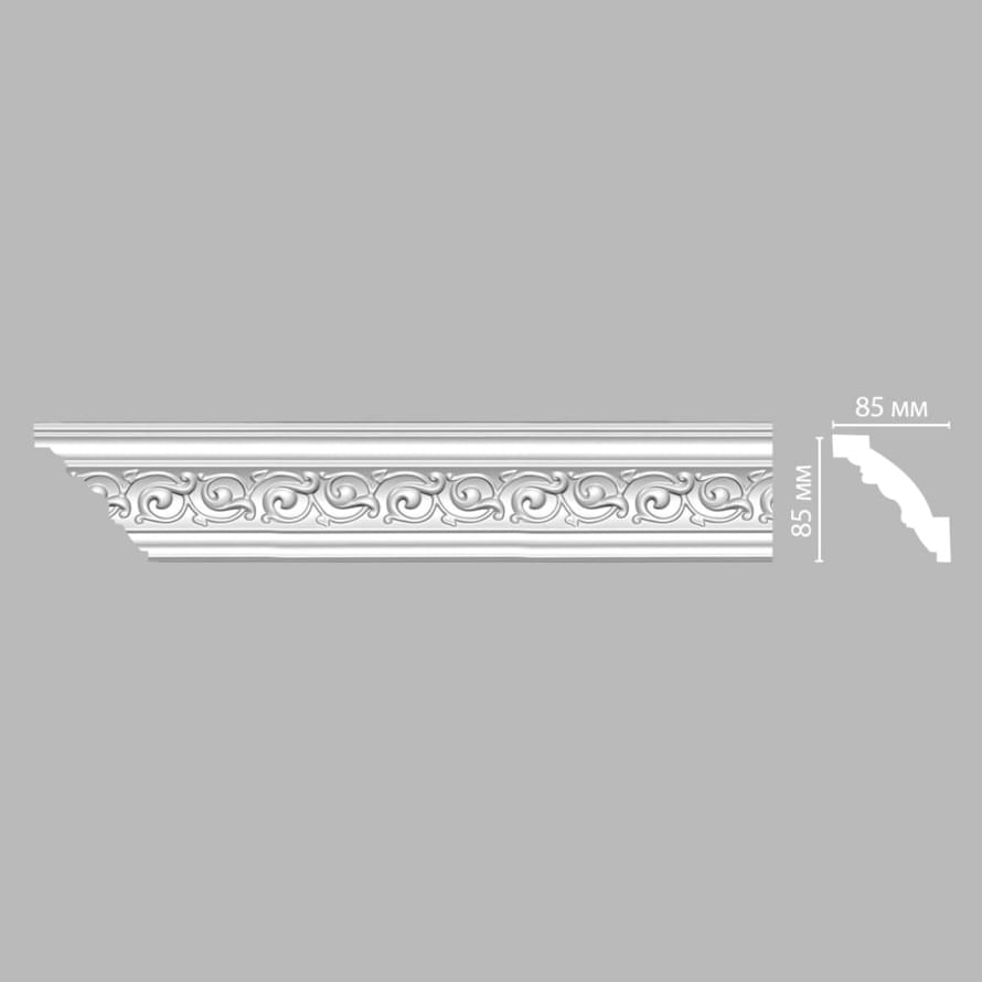 Плинтус Decomaster Лепнина Из Полиуретана 95777 Плинтус Потолочный 240x8.5x8.5 см поверхность матовая