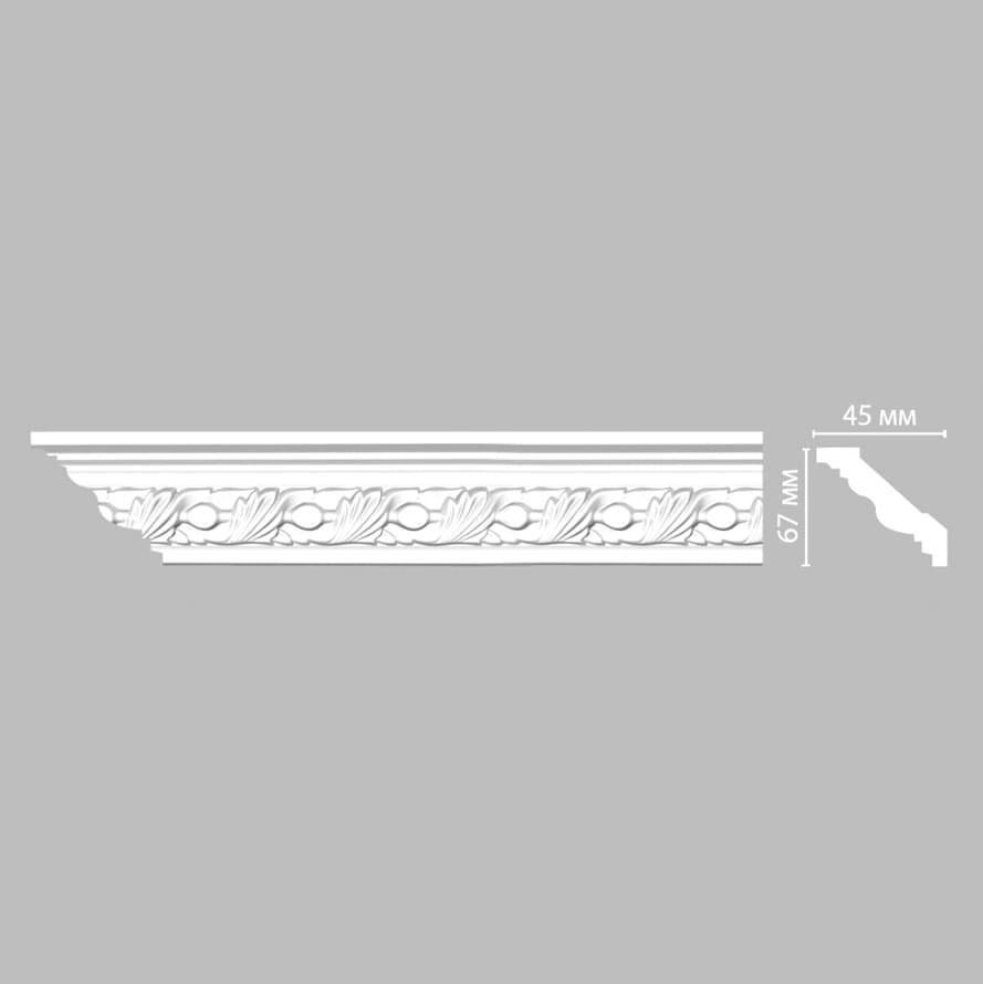 Плинтус Decomaster Лепнина Из Полиуретана 95861 Плинтус Потолочный 240x6.7x4.5 см поверхность матовая
