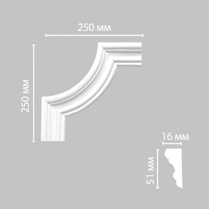 Decomaster Лепнина Из Полиуретана 97164 2 Угол 0x25x25 см поверхность матовая