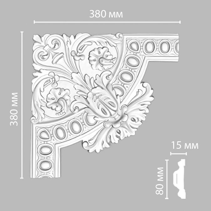 Decomaster Лепнина Из Полиуретана 98703 1 Угол 38x38x0 см поверхность матовая