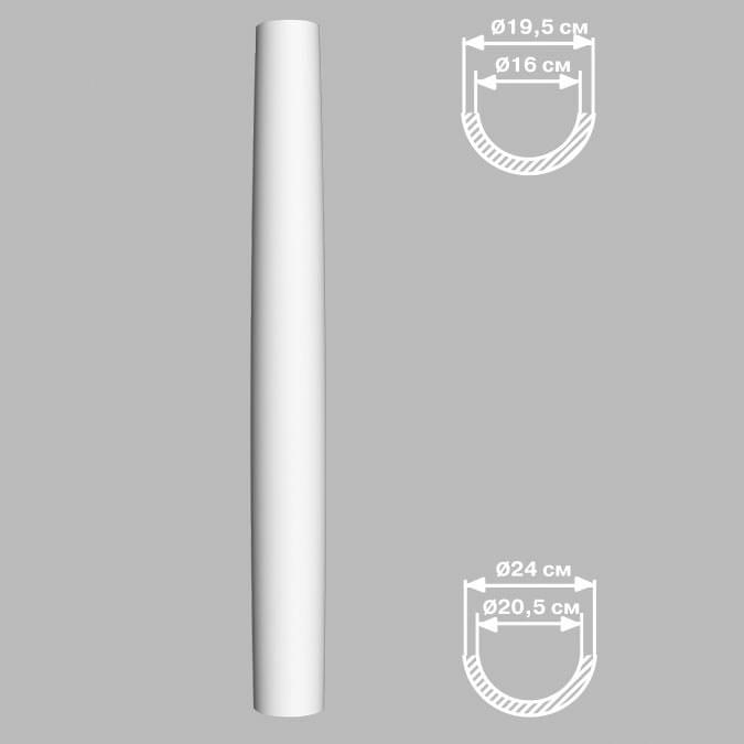 Decomaster Лепнина Из Полиуретана DC 8305 8H Полуколонна 240x24x12 см поверхность матовая