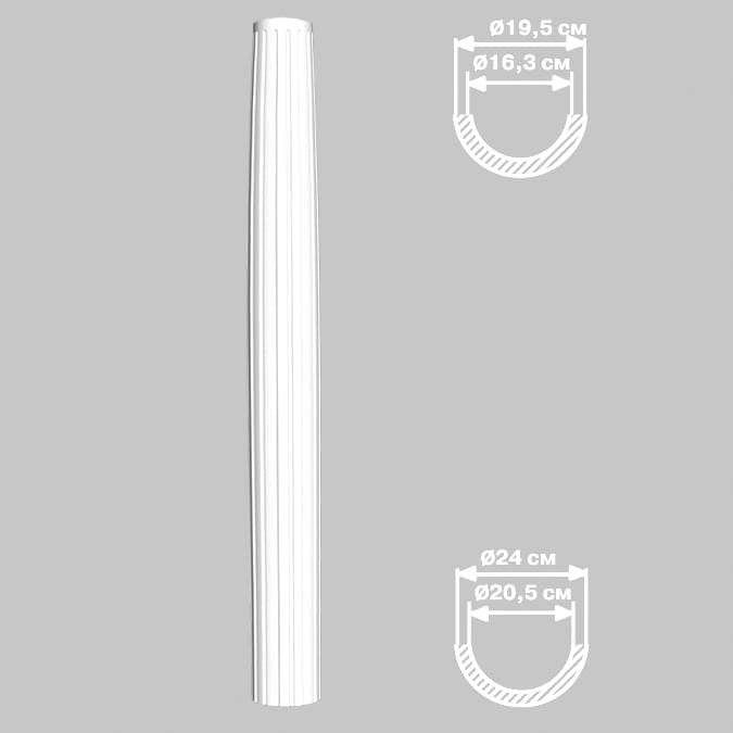 Decomaster Лепнина Из Полиуретана DC 8308 8H Полуколонна 240x24x12 см поверхность матовая
