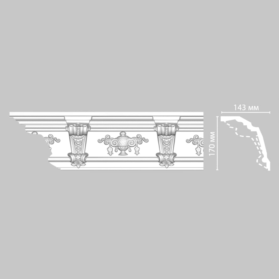 Плинтус Decomaster Лепнина Из Полиуретана DT 9885 Плинтус Потолочный 240x17x14 см поверхность матовая