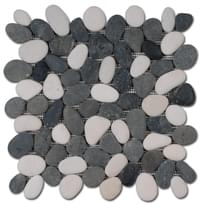 Плитка Diffusion Galets De Bali Dalle Rond Mat Blanc - Noir 30x30 см, поверхность матовая, рельефная