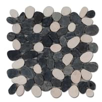 Плитка Diffusion Galets De Bali Dalle Sciee Mat Noir - Blanc 30x30 см, поверхность матовая
