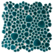 Плитка Diffusion Galets Japonais Vert Turquoise Craquele 01 26x26 см, поверхность глянец