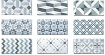 Плитка Diffusion Manhatiles Fond Blanc Seventies Bleu Set 9 Pcs 7.5x15 см, поверхность глянец