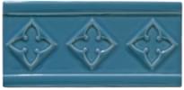 Плитка Diffusion Metro Pieces Speciales Frises 3 Losanges Bleu De Chine 10x20 см, поверхность глянец, рельефная