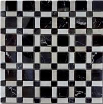 Плитка Diffusion Peter And Stone Mosaique Echiquier Blanc Et Noir 30x30 см, поверхность глянец