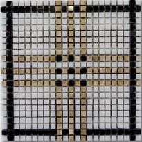 Плитка Diffusion Peter And Stone Mosaique Tartan Blanc Noir Et Beige 30x30 см, поверхность глянец