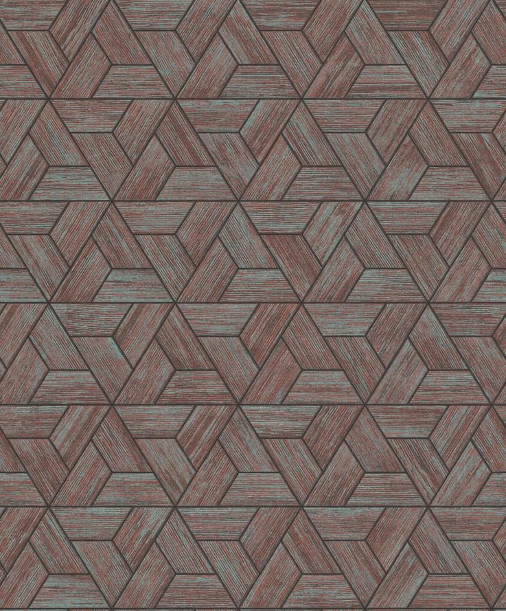 Emil And Hugo Sensai Origami Teal And Metallic Red 10.05м x 53см поверхность