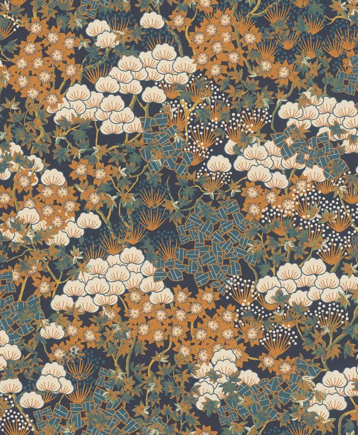 Emil And Hugo Sensai Yuzen Dark Blue And Copper 10.05м x 53см поверхность