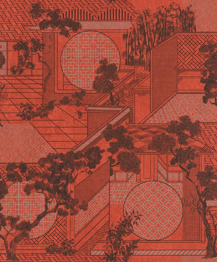 Emil And Hugo Sensai Zen Garden Capsicum Red And Black 10.05м x 53см поверхность