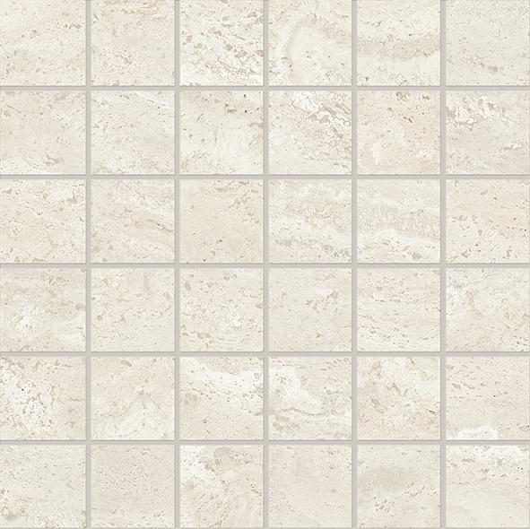 Emil Ceramica Dual Travertine Poro Aperto Mosaico 5x5 White Silktech 30x30 см, поверхность матовая