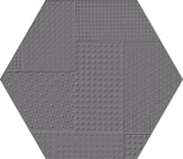 Плитка Emil Ceramica Sixty Esagona Timbro Antracite Silktech 21x18.2 см, поверхность полуматовая, рельефная