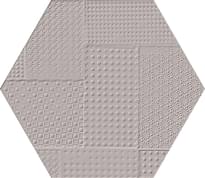 Плитка Emil Ceramica Sixty Esagona Timbro Cenere Silktech 21x18.2 см, поверхность полуматовая, рельефная