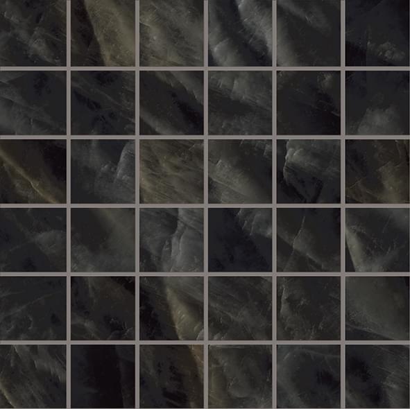 Emil Ceramica Tele Di Marmo Crystal Mosaico 5x5 Vitrum Black Lappato 30x30 см, поверхность полуполированная